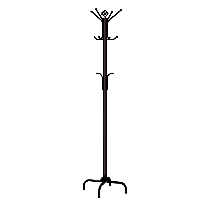 Monarch 70" 12-Hook Metal Coat Tree Hanger Rack - Black Finish