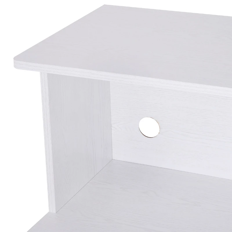 HOMCOM Microwaves Cart on Wheels with Storage Shelf and Cabinet White Oak Grain Color