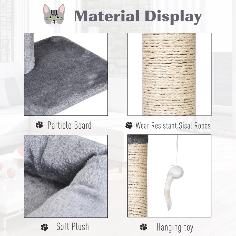 PawHut 43"H Nest Level Cat Tree Scratcher Kitty Condo