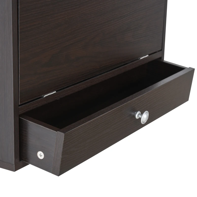 HOMCOM Wall Mounted Desk with Storage Shelves, Floating Desk with Foldable Tabletop, Space Saving Computer Writing Table, Coffee