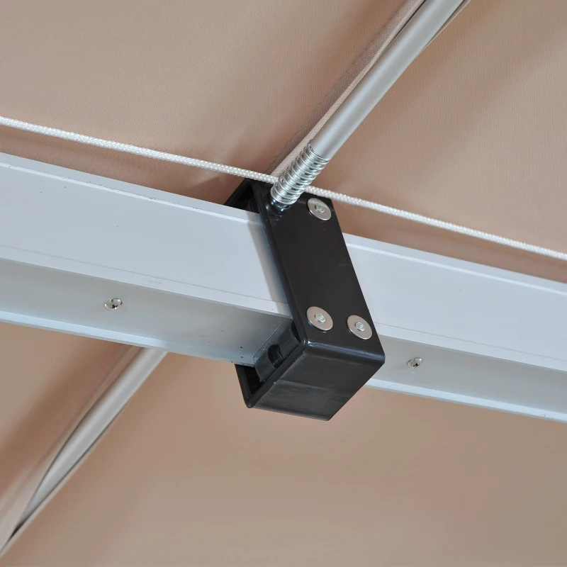 Outsunny 12'x8' Free Standing Manual Retractable Awning Outdoor Gazebo Garden Sunshade Beige