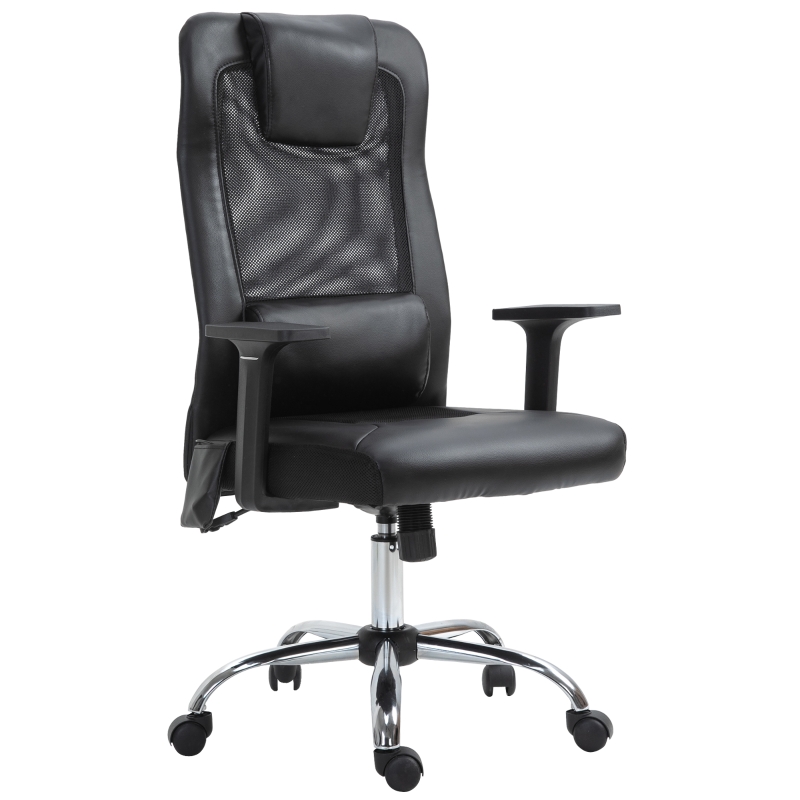 Vinsetto Mesh Office Chair with Rechargeable Electric Vibration Massage Lumbar Rocking, with Pillow, Wheels - Black