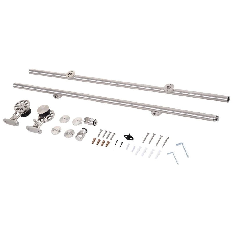 HOMCOM 6' Sliding Barn Door Hardware Kit Stainless Steel Roller or 39" Door Panel