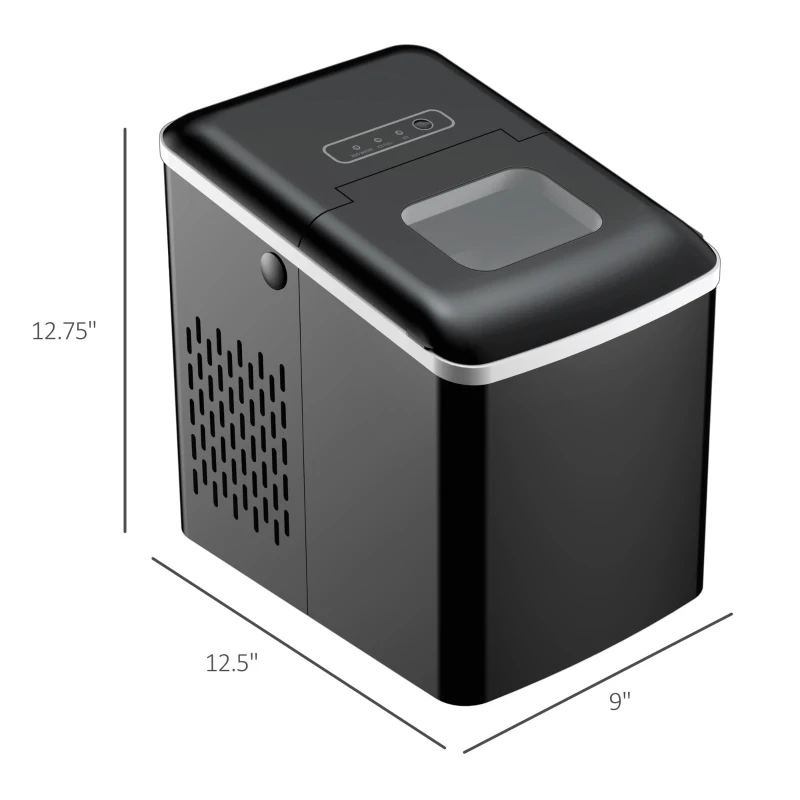 HOMCOM Portable Countertop Ice Maker Machine, 9 Cubes in 8 Minutes, Ice Machine for Freezer 27lbs/24H, Automatic Cleaning with Scoop and Basket for Kitchen Home Office Bar