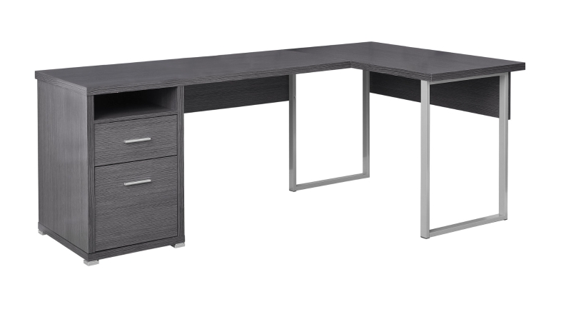Monarch 80" L-Shaped Contemporary Wood-look Computer Desk - White / Grey Cement