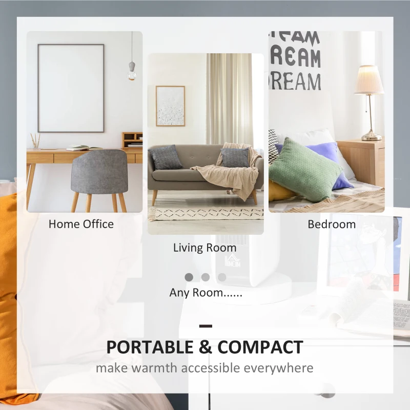 HOMCOM 1500W Ceramic Space Heater, 2-In-1 Oscillating Portable Heater with Three Heating Modes(High, Low, Fan), Timer, Remote Control, for Indoor Use, White