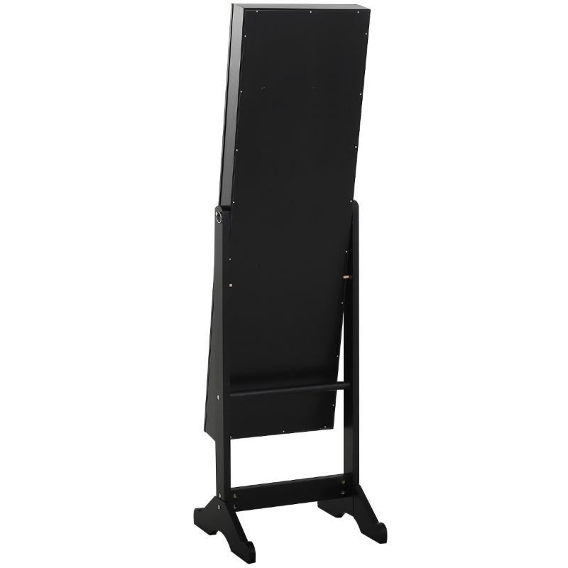 HOMCOM Mirrored Jewellery Cabinet Armoire Stand Organizer for Rings Earrings Bracelets Lockable Black