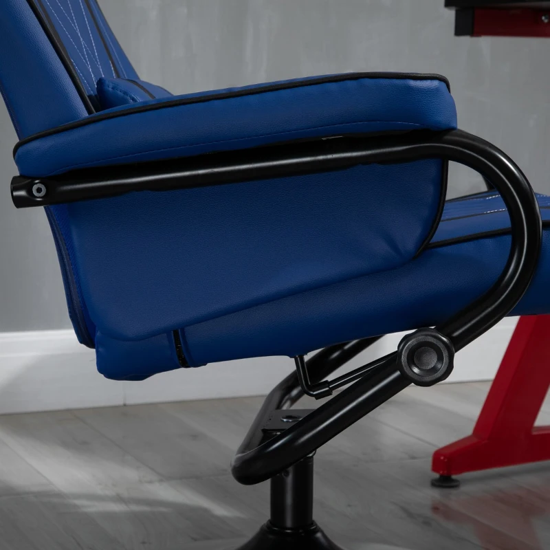 Vinsetto High Back Video Gaming Recliner with Ottoman, Racing Style PC Computer Office Chair, Swivel with Headrest & Lumbar Support, Adjustable Height, Blue/Black
