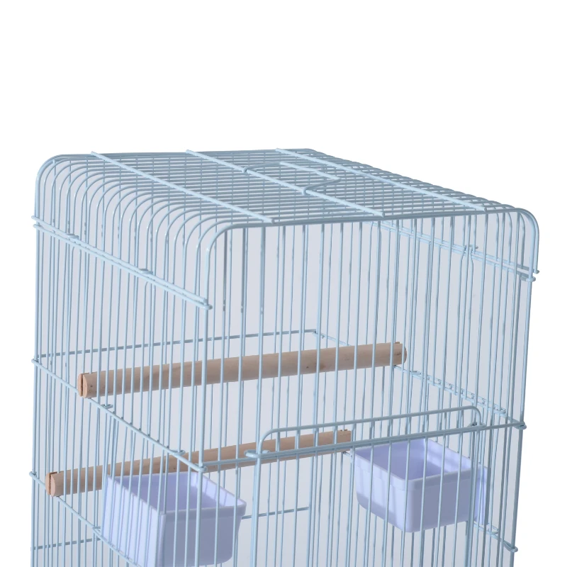 PawHut 44.5"H Metal Bird Cage Parrot Play Spot Stand w/ Wheel Storage Shelf Multi-doors Black