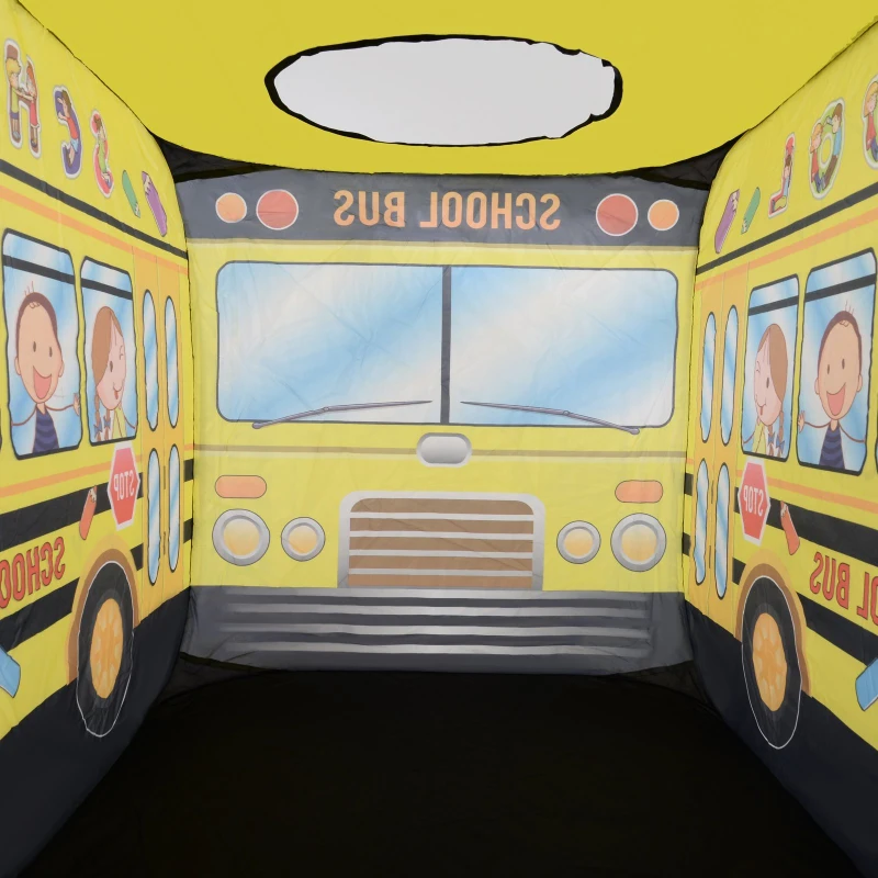 Qaba Kids School Bus Play Tent Pop-up Portable & Foldable Yellow