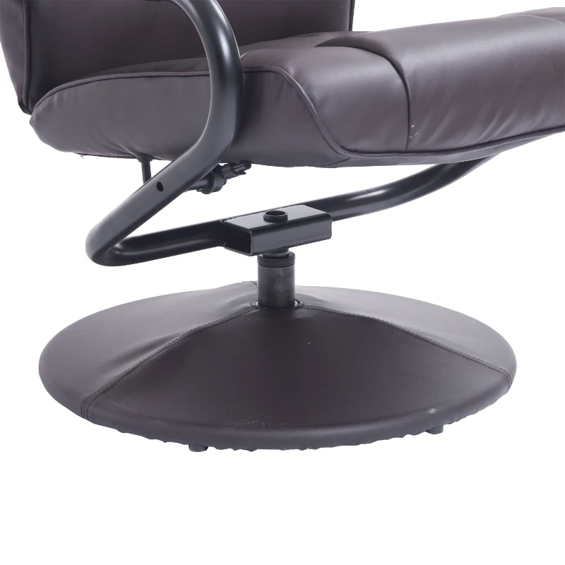 HomCom Ergonomic Faux Leather Lounge Armchair Recliner And Ottoman Set - Dark Brown