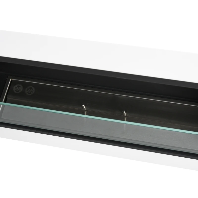 HOMCOM Ethanol Fireplace, 43.25" Wall-Mounted 0.73 Gal Stainless Steel Max 323 Sq. Ft., Burns up to 4 Hours, White