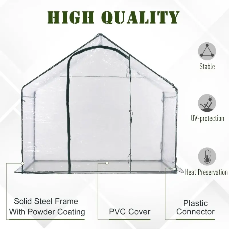 Outsunny 6' x 3' x 5.5' Portable Walk-in Greenhouse, PVC Cover, Steel Frame Garden Hot House, Zipper Door, Top Vent for Flowers, Vegetables, Saplings, Clear