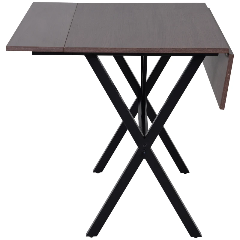 HOMCOM Drop Leaf Folding 6-Person 3-Stage Versatile Dining Table  43" L (fully extended)  Brown
