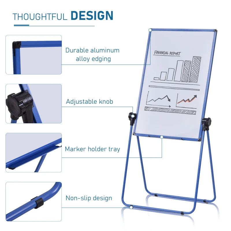 Vinsetto Foldable and Adjustable U-Stand Double Sided Whiteboard Chalkboard Easel