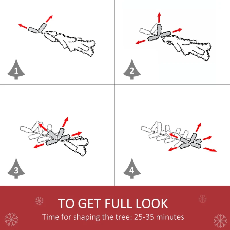 HOMCOM 6' Tall Unlit Full Fir Artificial Christmas Tree with Realistic Branches, and 1000 Tips, Gold