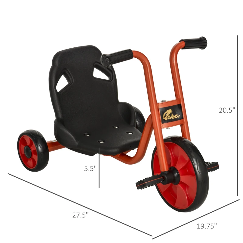 Qaba Kids Tricycle with 10" Big Wheels Toddler Pedal Pusher Trike Bike for 2-6 Boys and Girls, Ride-on Toy for Indoor Outdoor 27.5" x 20" x 20.5", Red