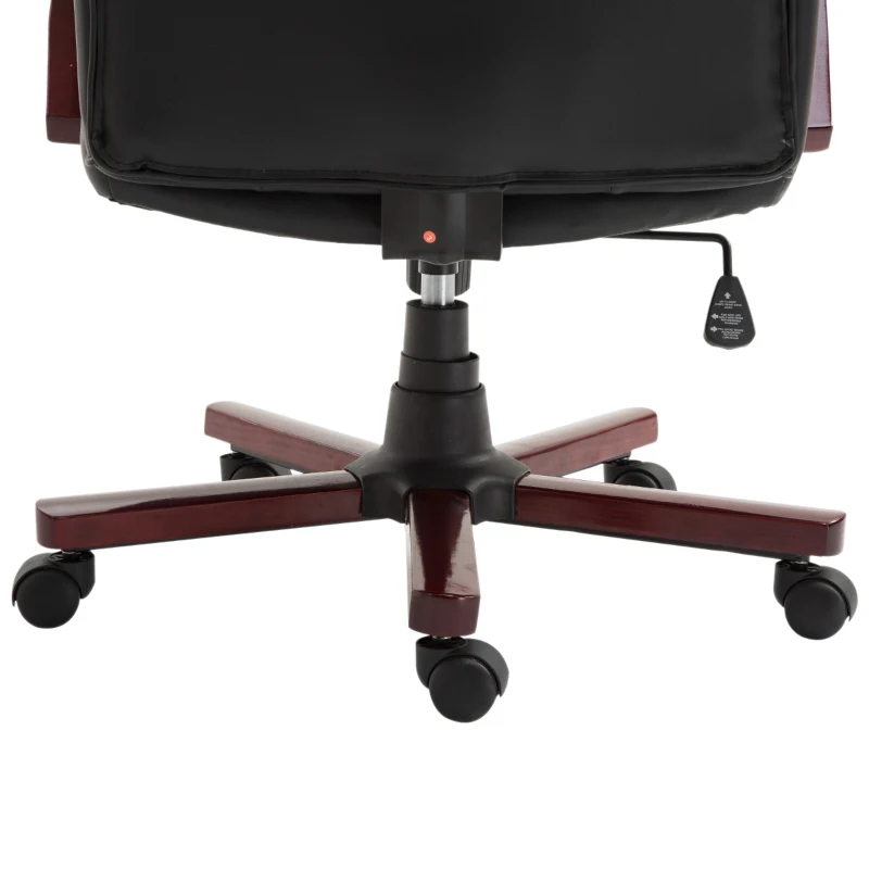 Vinsetto High Back Faux Leather Office Chair with Button Tufted Design, Executive Computer Desk Chair with Solid Wood Feet and Arms, Black