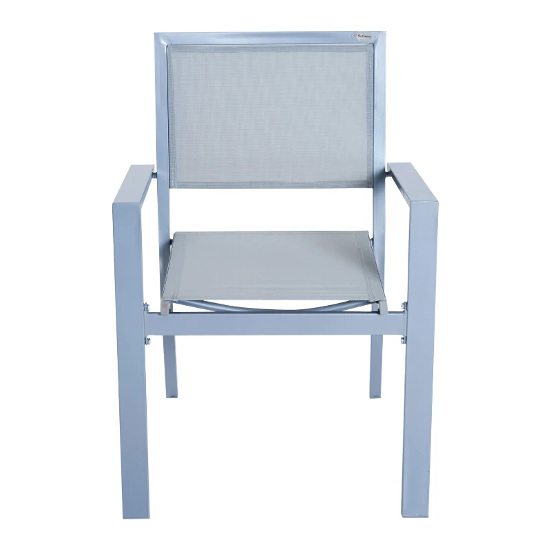 Outsunny 4pc Sling Mesh Sectional Sofa Set Outdoor Garden Patio Furniture Grey