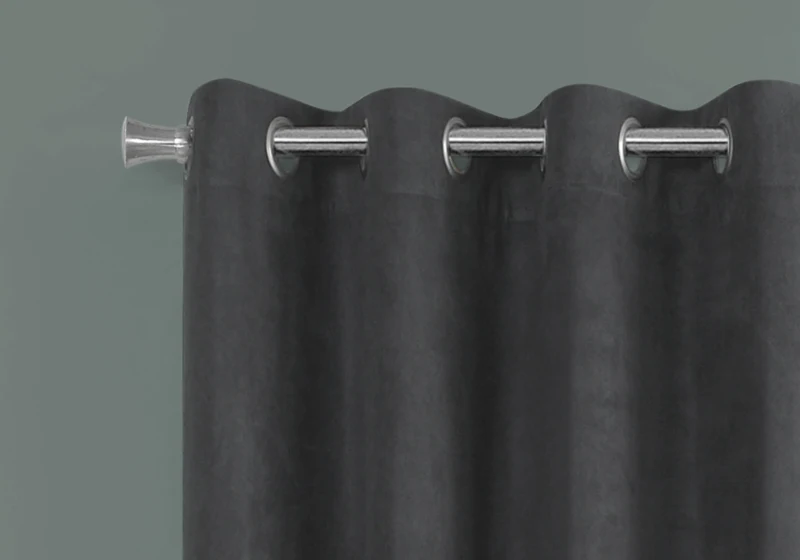Monarch 54" x 95" Room Darkening Washable Micro Suede Curtain Panels (Set of 2) - Dark Grey