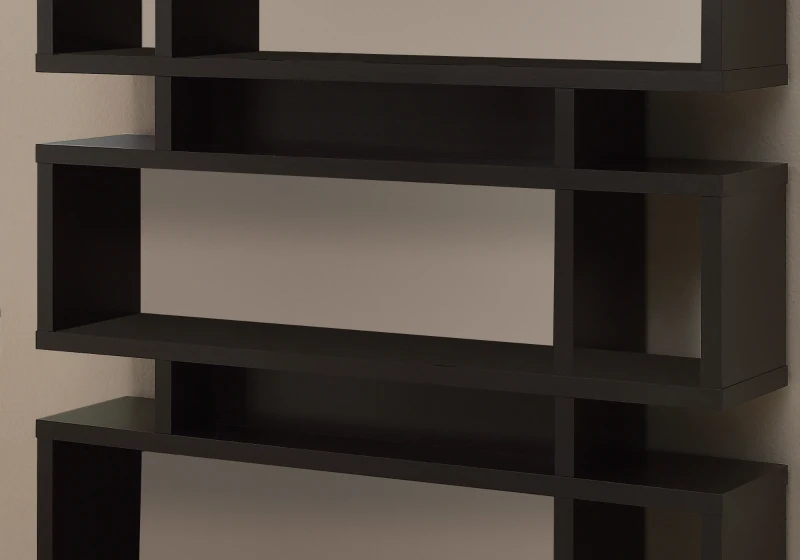 Monarch 55" Modern Hollow-Core 3-Tier Wood Grain-Look Open Shelf Storage Bookcase - Cappuccino Brown Finish