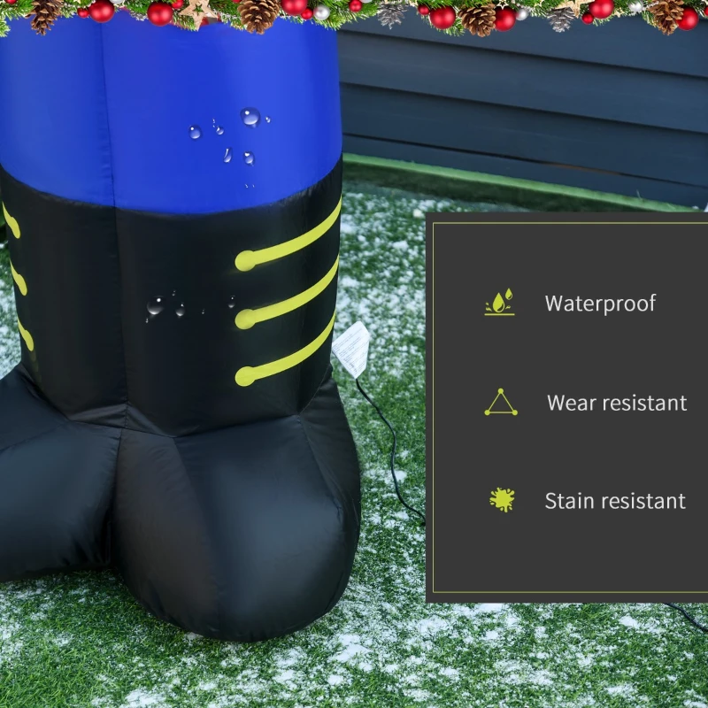 HOMCOM 6ft Christmas Inflatable Nutcracker Toy Soldier with Candy Cane, Outdoor Blow-Up Yard Decoration with LED Lights Display