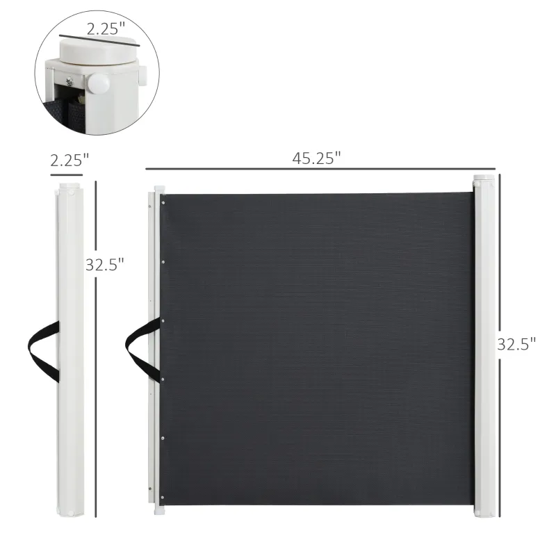 PawHut Retractable Pet Safety Barrier Gate, Flexible and Extensible Safety Dog Gate Easy to Roll and Latch for Stairways Doorways Hallways, 45.25" L x 2.25" W x 32.5" H, Grey