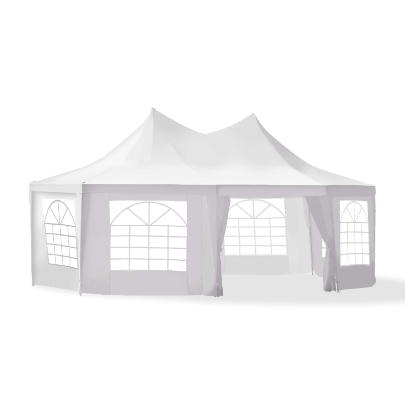 Outsunny 22" x 16" Large UV Resistant Octagonal 8-Wall Party Canopy Gazebo Tent with Removable Side Walls - White