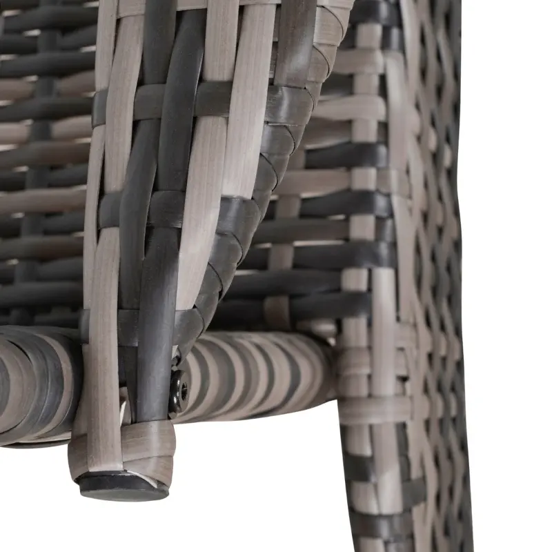 Outsunny Patio Wicker Adirondack Chair, Outdoor All-Weather Rattan Fire Pit Chair w/ Soft Cushions, Tall Curved Backrest and Comfortable Armrests for Deck or Garden, Gray