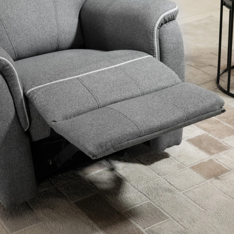 HOMCOM Manual Recliner Armchair with Thick Padded Headrest, Back and Footrest and Adjustable 150 Degree Angle, Grey