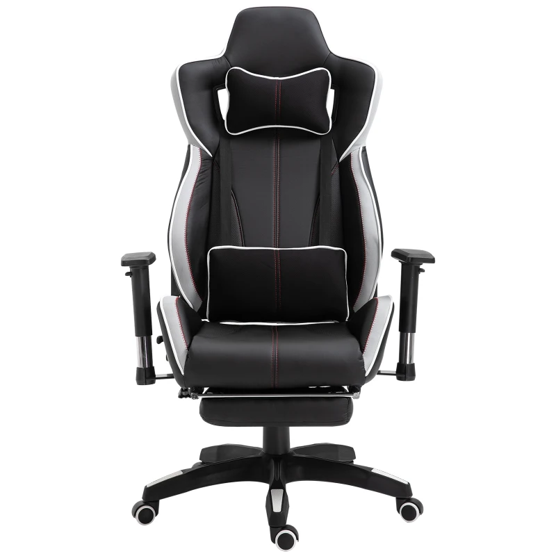 Vinsetto Executive Racing Chair Adjustable Padded Seat with Wheels Black/ White
