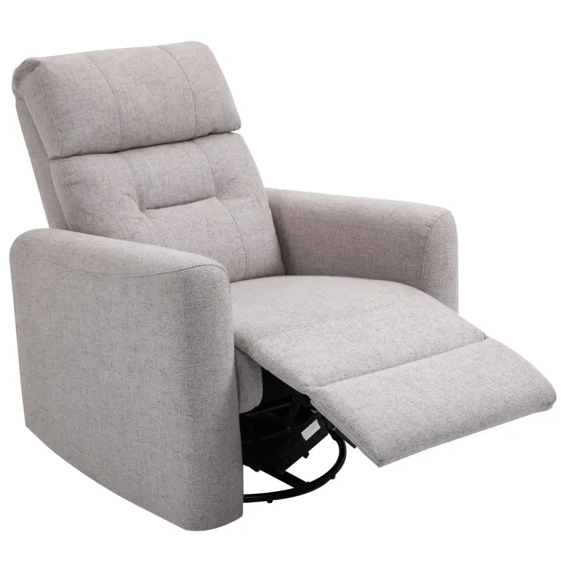 HOMCOM Manual Recliner Swivel Rocker Chair Theater Chair Single Sofa with Linen Fabric for Living Room Bedroom, Beige