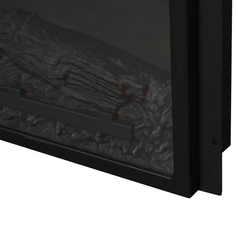 HOMCOM Electric Fireplace Insert for Wood Cabinets with Realistic Flame Effect and Automatic Shut-Off, Black