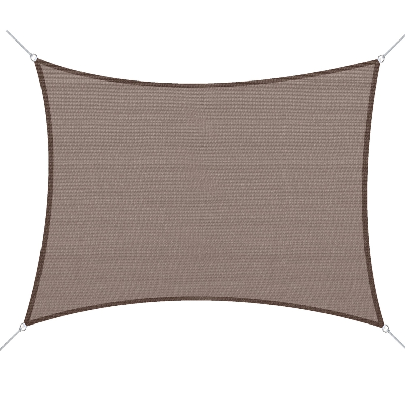 Outsunny 20' x 13' Rectangle Outdoor Patio Sun Shade Sail Canopy with D-Rings and Nylon Rope Included - Brown