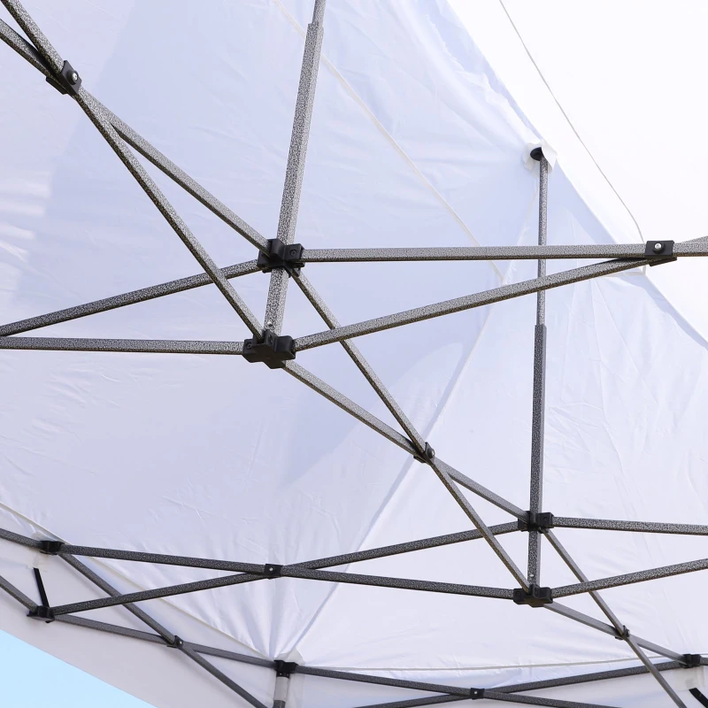 Outsunny 10' x 15' Pop Up Canopy Gazebo with 3-Level Adjustable Height, Wheeled Roller Bag, UV Fighting Roof, White