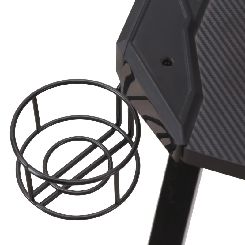 HOMCOM 55" Gaming Desk Racing Style Computer Table with LED Light Cup Gamepad Holder Headphone Hook Cable Management E-sport Study Workstation, Black