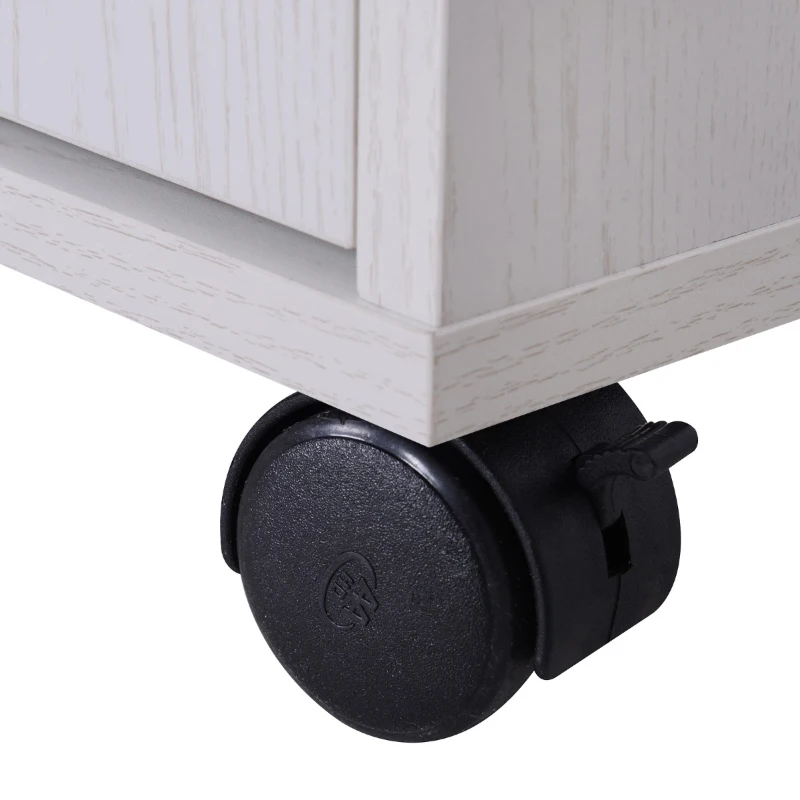 HOMCOM Microwaves Cart on Wheels with Storage Shelf and Cabinet White Oak Grain Color