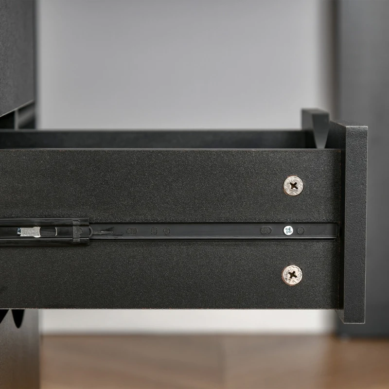 HOMCOM 3 Drawer Mobile File Cabinet with Wheels, Wood Filing Cabinet for Home Office, Rolling Under Desk Cabinet, Black