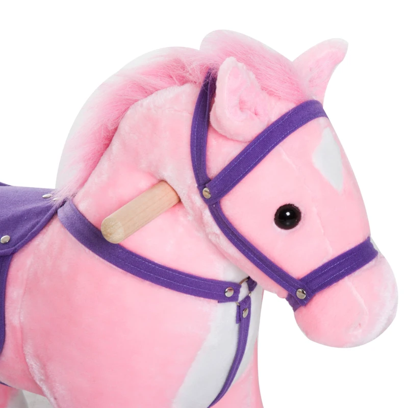 Qaba Kids Walking Pony Ride on Horse Rocking Toy Wheels & Footrest Neigh Sound Child Gift Pink