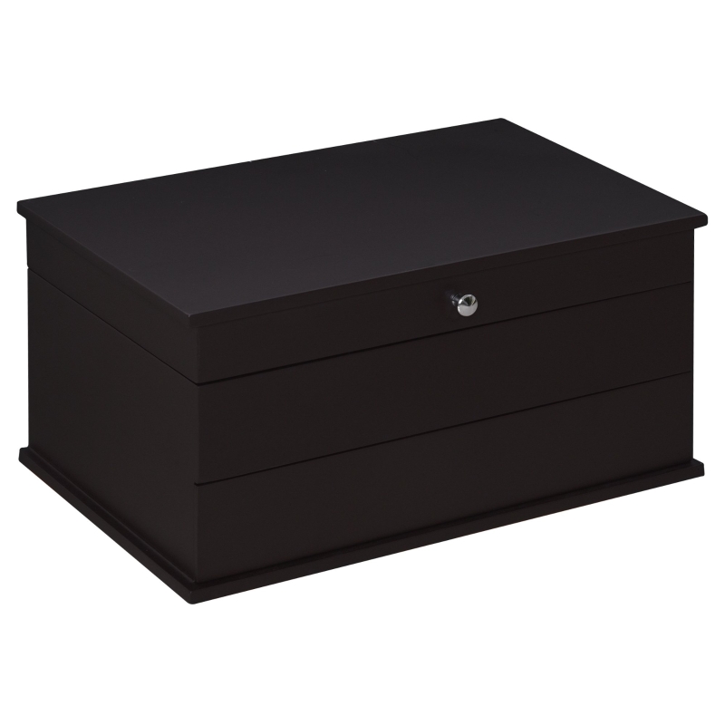 HOMCOM 3-Tier Jewelry Box Organizer with Glass Mirror and 6 Slots for Beauty Accessories, Costume Jewelry - Walnut