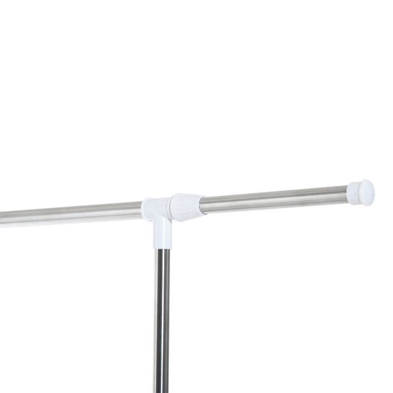 HomCom Rolling Extendable Clothes Rack Adjustable Double Rods Garment Hanger with Shoe Rack and Brake Wheels