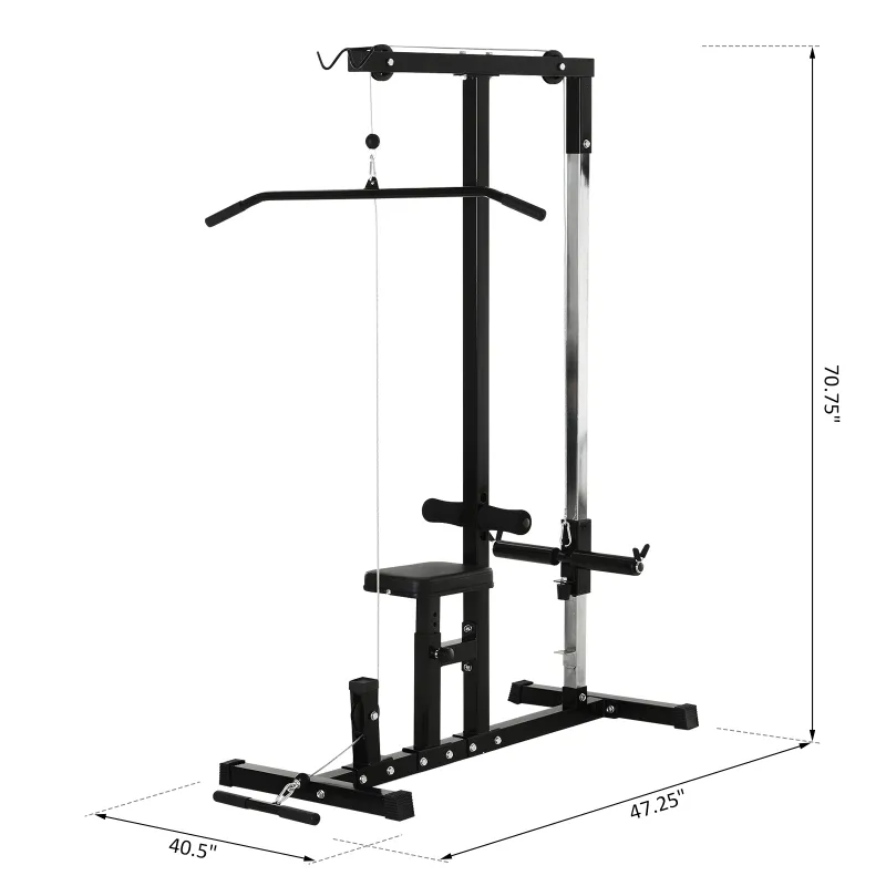 Soozier Power Rack Exercise Pulldown Weight Machine with 5 Adjustable Cable Positions for Strengthening Many Muscle Groups Home Gym, 41" x 47" x 71"