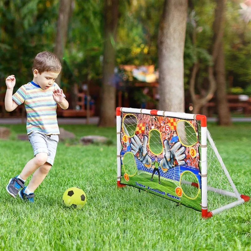 HOMCOM 2-in-1 Portable Soccer Goal for Children for Indoor/Backyard Training Practice w/ Target Net