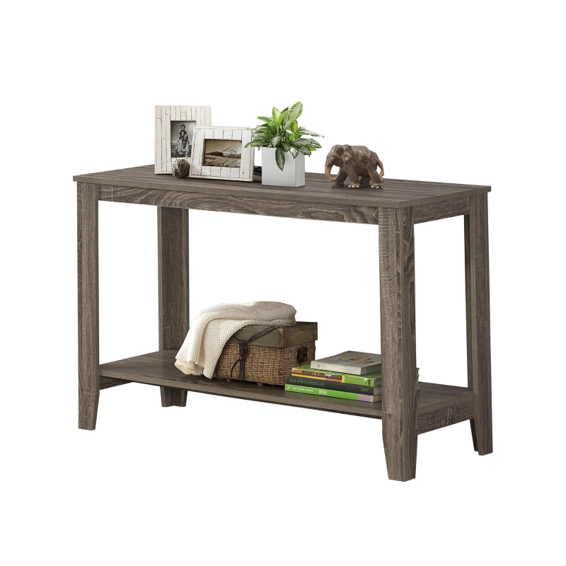 Monarch 44" Contemporary Rectangular Reclaimed Wood-look Sofa Console Table - Dark Taupe