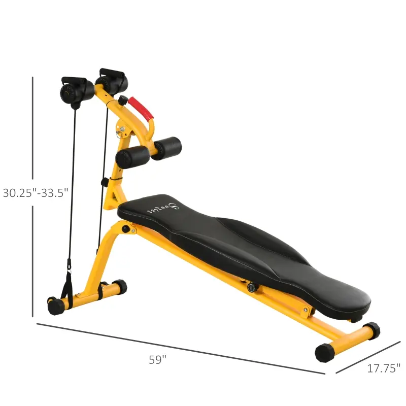 Soozier Multifunctional Sit Up and Dumbbell Weight Bench with 4-Angle Adjustable Backrest & Lightweight Portable Design - Yellow