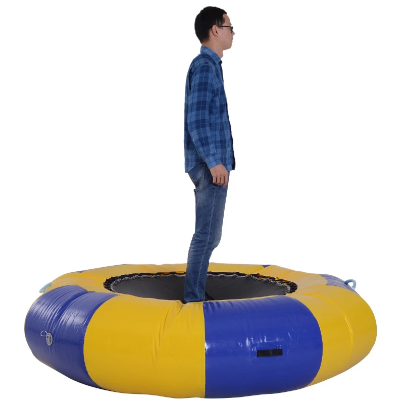 Soozier Inflatable Water Trampoline Bouncer Jumping PVC with Pump Outdoor Summer Swim Platform