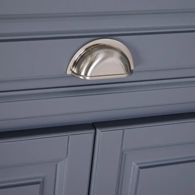 HOMCOM Rolling Kitchen Island on Wheels Ultility Cart with Drop-Leaf and Rubber Wood Countertop, Storage Drawer, Door Cabinet, Grey