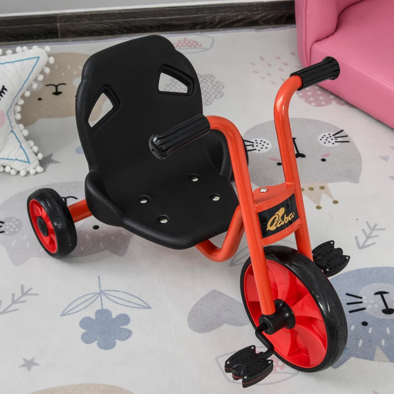 Qaba Kids Tricycle with 10" Big Wheels Toddler Pedal Pusher Trike Bike for 2-6 Boys and Girls, Ride-on Toy for Indoor Outdoor 27.5" x 20" x 20.5", Red