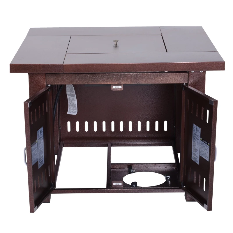 Outsunny 38" Square Convertible Gas Fire Pit Table Outdoor Patio Propane Fire Flame Dining Table 40,000 BTUs w/ Cover