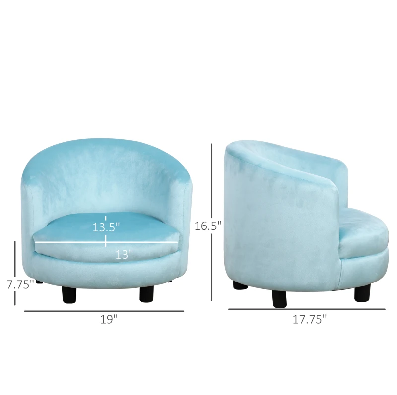 Qaba Velvet Kids Armchair Kids Furniture with Armrest, Plastic Legs - Blue